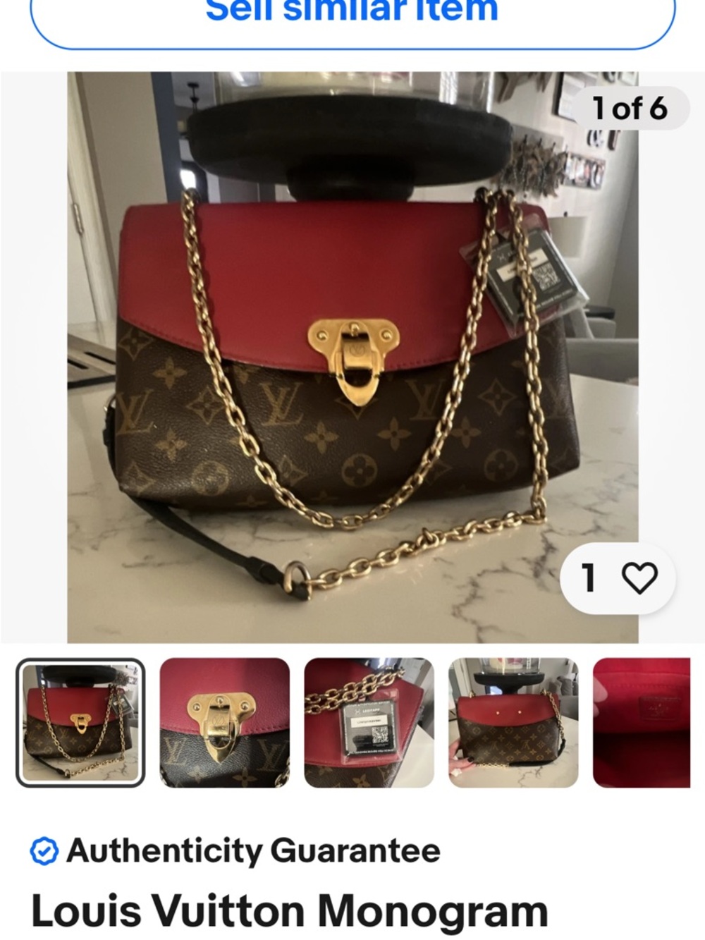 Louis Vuitton Monogram Brown with Red Flap Chain Shoulder Bag